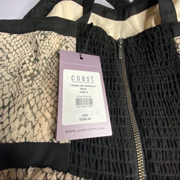 NWT Coast Women's Snake Print Floaty Strappy Fit & Flare Dress Blush Pink Size 4 - Picture 10 of 12